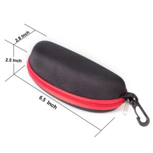 RayLove 3 Pack Sunglasses Case Portable Travel Zipper Eyeglasses Case Hook (2Red1Black)