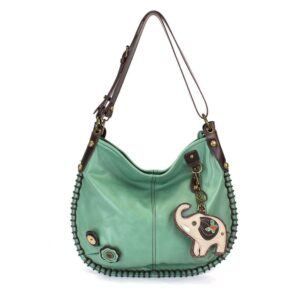 convertible hobo large bag elephant peather teal green w/coin purse