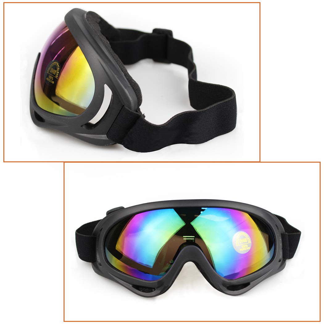 AOUTACC Ski Goggles Set, 4 Pack Skate Glasses with Windproof UV 400 and Dustproof Protection Goggles for CS Tactical Motorcycle Bicycle Snowboard (Yellow+Multicolor+Orange+Clear)