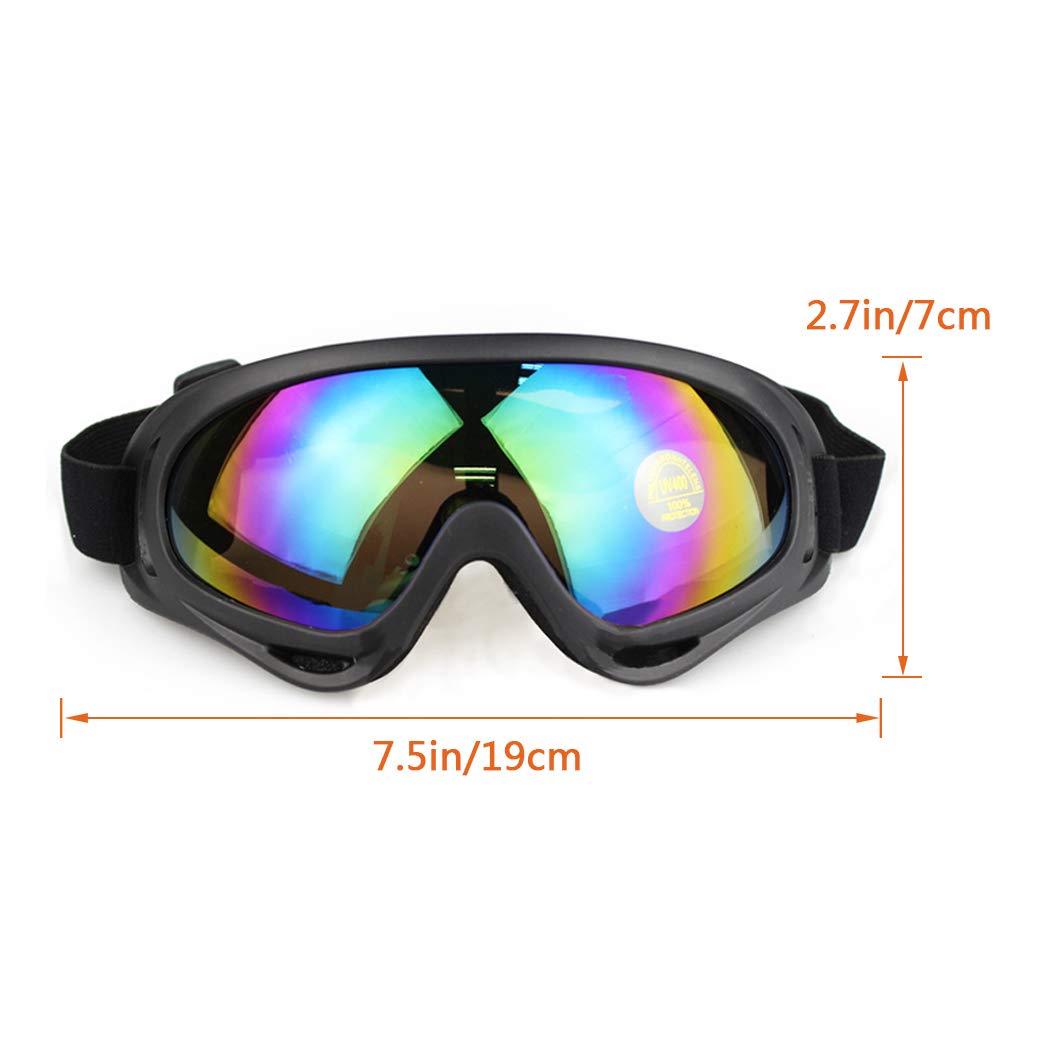 AOUTACC Ski Goggles Set, 4 Pack Skate Glasses with Windproof UV 400 and Dustproof Protection Goggles for CS Tactical Motorcycle Bicycle Snowboard (Yellow+Multicolor+Orange+Clear)