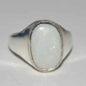 Gemsonclick Natural Opal Silver Ring Bold 6 Ct October Birthstone Chakra Healing Astrological Size 5-13