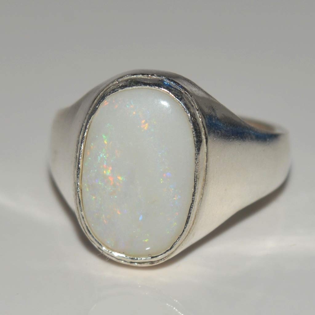 Gemsonclick Natural Opal Silver Ring Bold 6 Ct October Birthstone Chakra Healing Astrological Size 5-13