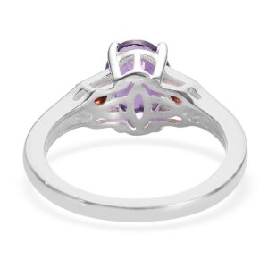 SHOP LC Garnet Amethyst Ring 925 Sterling Silver Statement Jewelry Red Garnet Ring Purple Amethyst Rings for Women Size 6 Birthday Gifts for Women