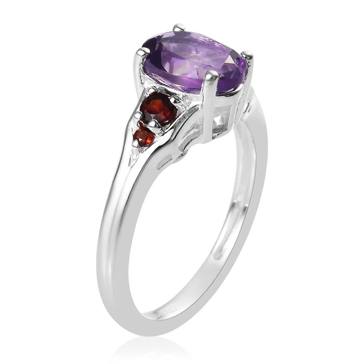 SHOP LC Garnet Amethyst Ring 925 Sterling Silver Statement Jewelry Red Garnet Ring Purple Amethyst Rings for Women Size 6 Birthday Gifts for Women