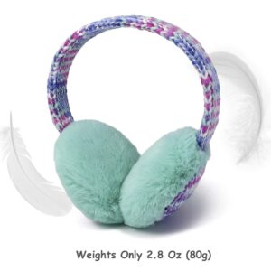 Flammi Kids Knit Earmuffs Winter Outdoor Furry Ear Warmers for Boys Girls (Aqua Green)