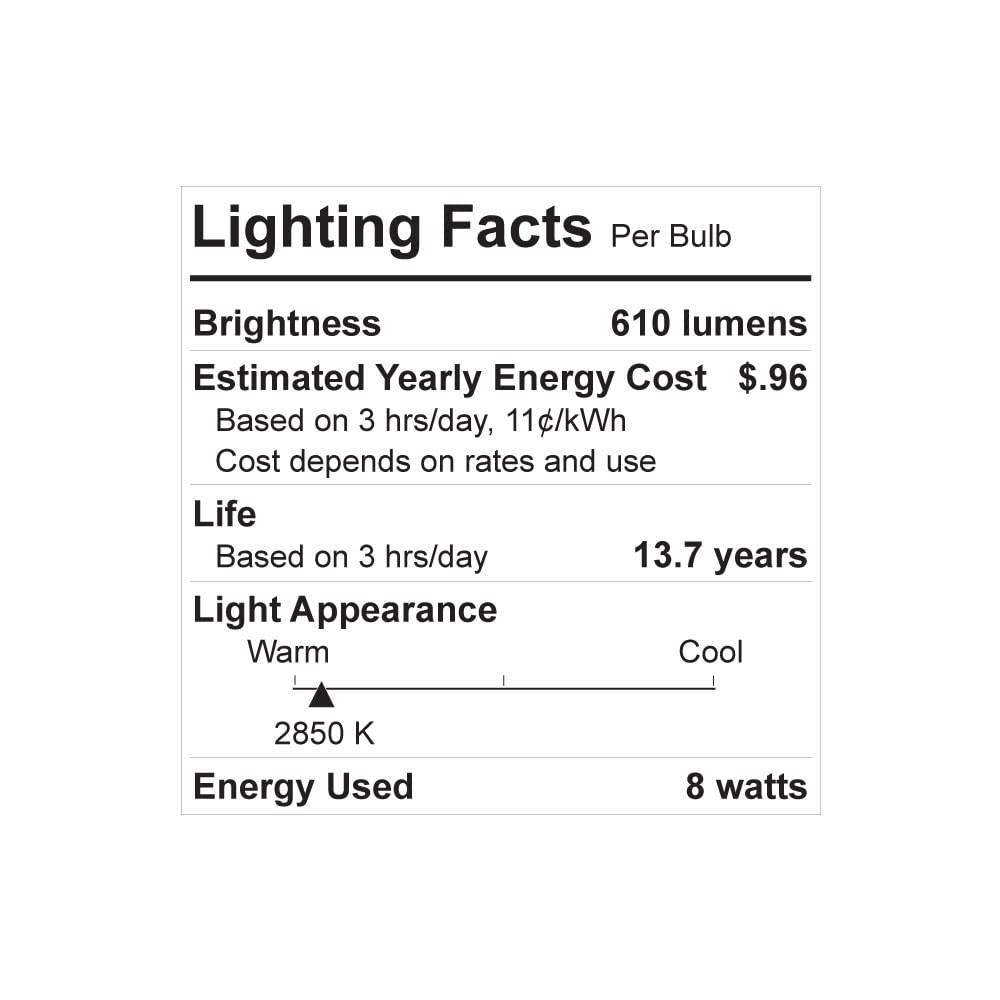 GE Reveal 8-Pack 60 W Equivalent Dimmable Color-Enhancing 2850K Warm White A19 LED Light Fixture Light Bulbs Fixture