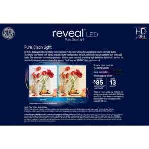 GE Reveal 8-Pack 60 W Equivalent Dimmable Color-Enhancing 2850K Warm White A19 LED Light Fixture Light Bulbs Fixture