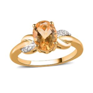 Shop LC Citrine Statement Ring for Women 14K Yellow Gold Plated 925 Sterling Silver Zircon Birthstone Jewelry Ct 1 Size 10 Birthday Gifts for Women