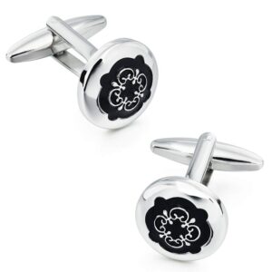 HAWSON Black Cufflinks Tuxedo Studs Set for Men - 2 Pcs Cufflinks with 6 Pieces Studs in Gift Box