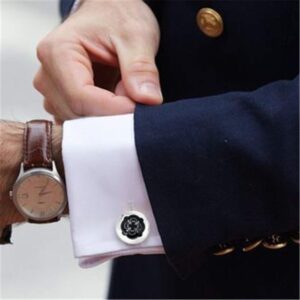 HAWSON Black Cufflinks Tuxedo Studs Set for Men - 2 Pcs Cufflinks with 6 Pieces Studs in Gift Box