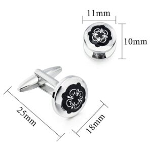 HAWSON Black Cufflinks Tuxedo Studs Set for Men - 2 Pcs Cufflinks with 6 Pieces Studs in Gift Box