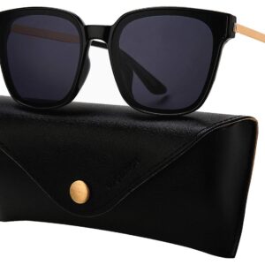 U.I STATION Square Sunglasses Womens Mens Oversized Mirrored lens U886 (BLACK)