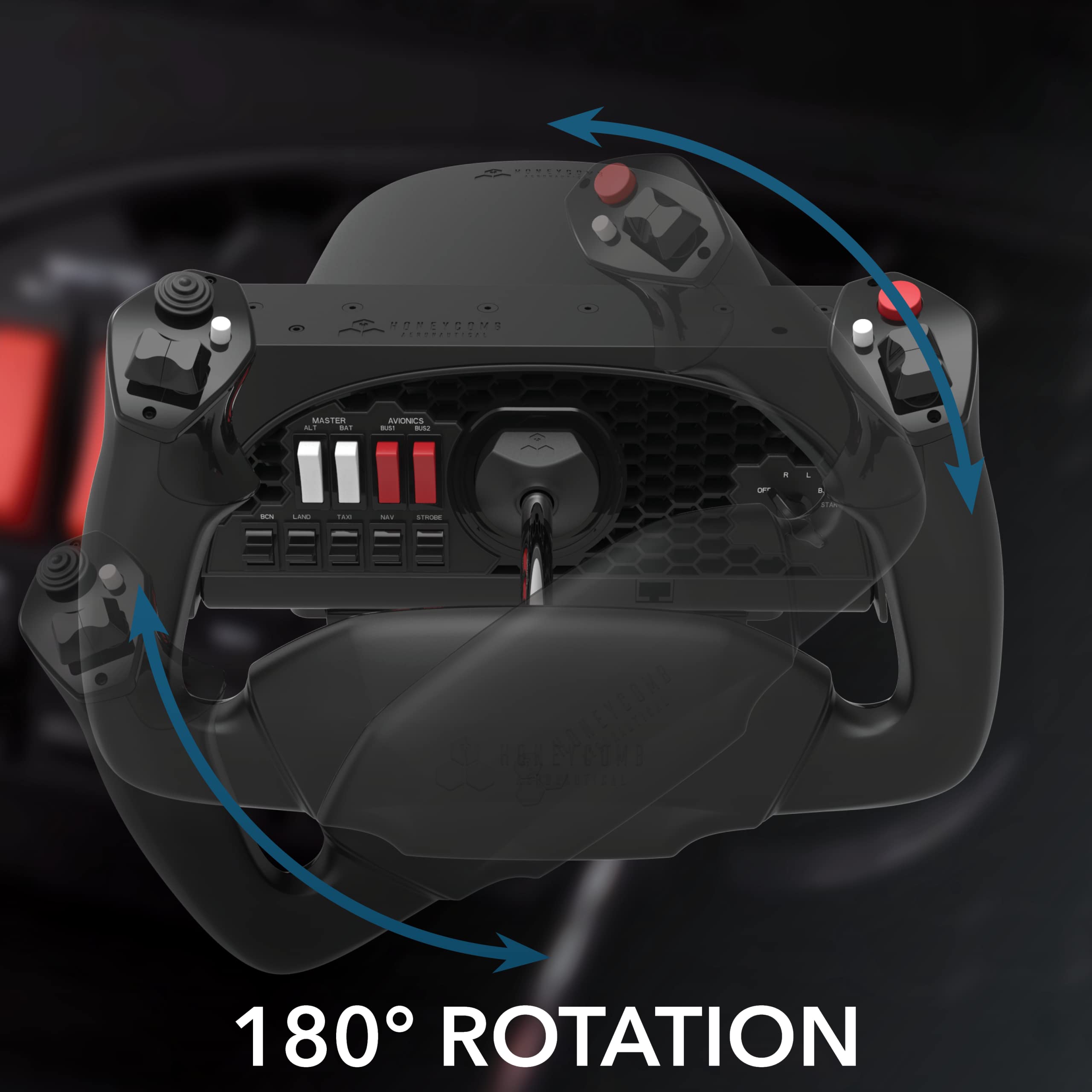 Honeycomb Aeronautical Alpha Flight Yoke & Switch Panel - Aviation Control System for Fight Simulation - Home Cockpit for Sim Enthusiasts &, Aspiring Pilots - 180 Degree Rotation - Switch Panel – PC