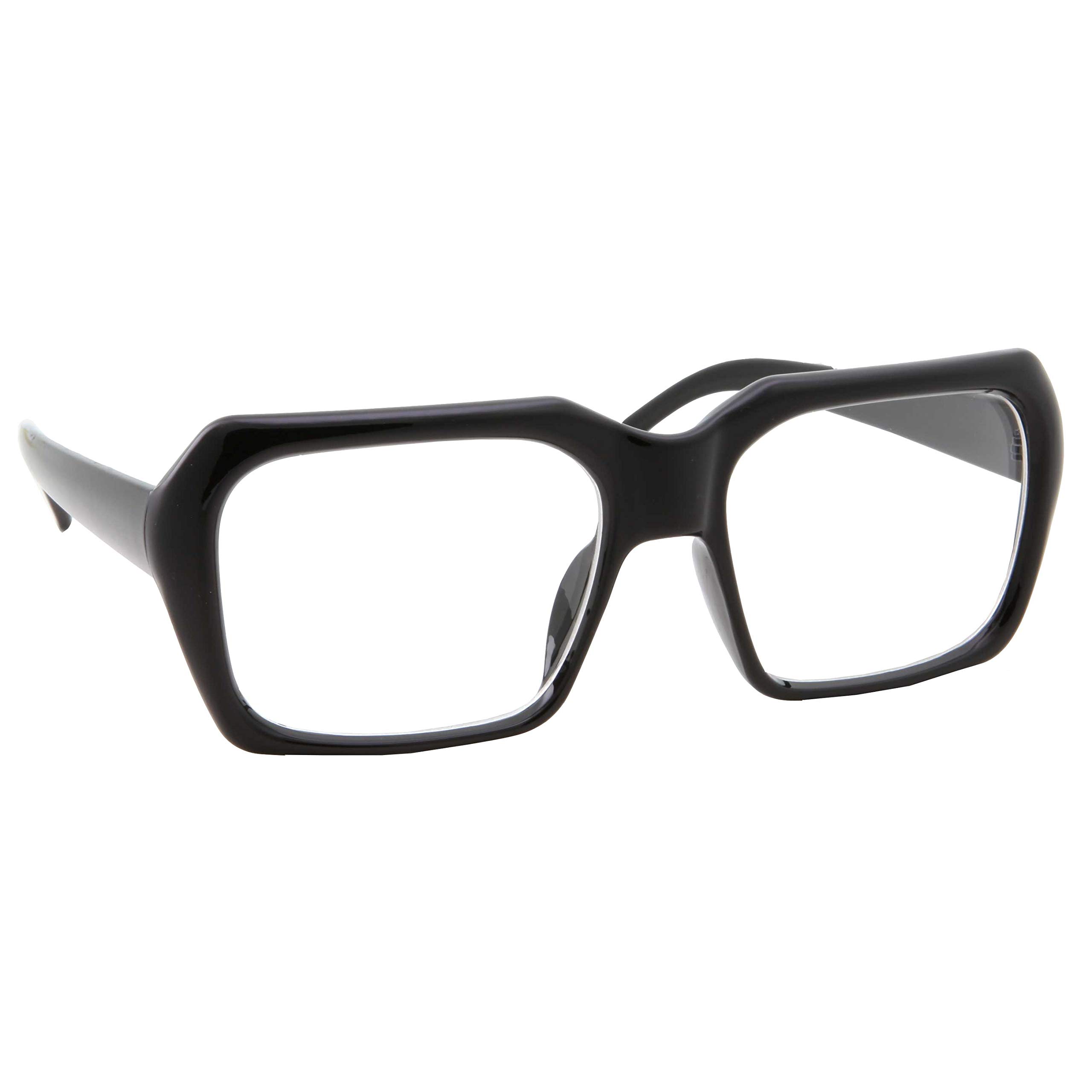 grinderPUNCH XL Oversized Black Nerd Clear Glasses - Men and Women - Square Costume (Black)