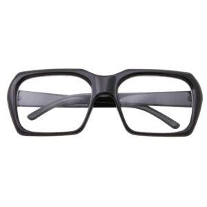 grinderPUNCH XL Oversized Black Nerd Clear Glasses - Men and Women - Square Costume (Black)