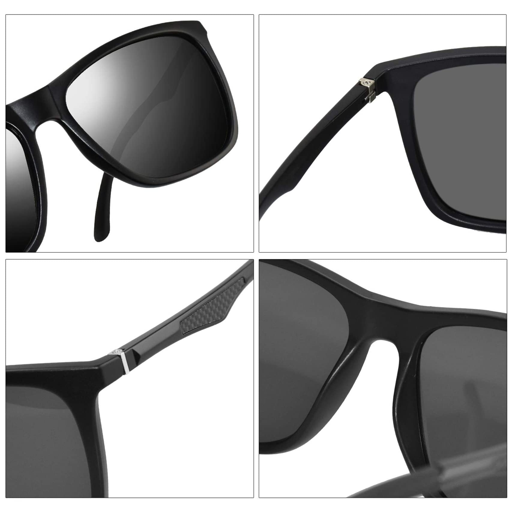 Polarized Sunglasses for Men Aluminum Mens Sunglasses Driving Rectangular Sun Glasses For Men/Women (Grey Lens/Matte Black Frame)