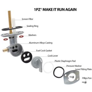 1PZ W35-GL1 Fuel Valve Petcock Shut Off Replacement for Yamaha Warrior 350 YFM350 1987 1988 1989 1990 1991 1992 1993 1994 1995 1996 1997 1998 1999 2000 2001 2002 2003 2004 21V-24500-20-00