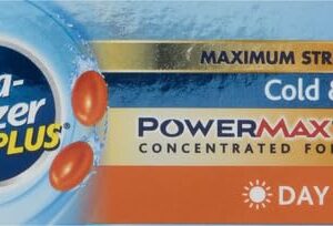 Alka-seltzer Plus Cold & Flu, Power Max Cold and Flu Medicine, Day, For Adults with Pain Reliver/Fever Reducer, Cough Suppressant, Nasal Decongestant, 24 count