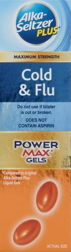 Alka-seltzer Plus Cold & Flu, Power Max Cold and Flu Medicine, Day, For Adults with Pain Reliver/Fever Reducer, Cough Suppressant, Nasal Decongestant, 24 count