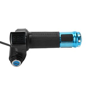 Bike Throttle Grip 4 Colors Throttle Grips with LED Display Screen Handle with Key Knock for Electric Bike(Blue)