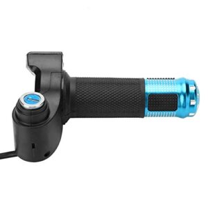 Bike Throttle Grip 4 Colors Throttle Grips with LED Display Screen Handle with Key Knock for Electric Bike(Blue)