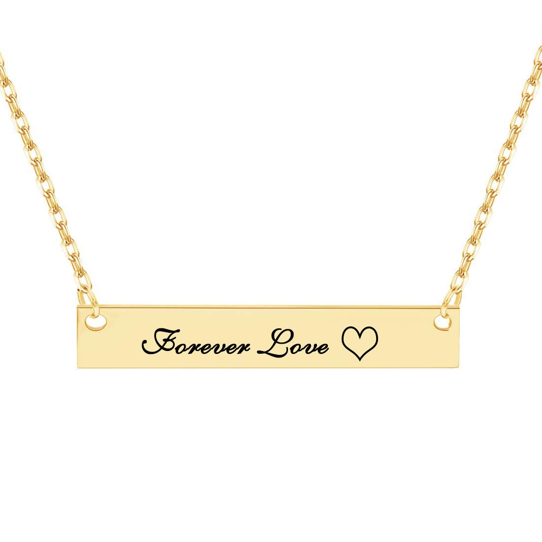 Dreamdecor Custom Bar Necklace Engraved Bar Pendant Neckalce Personalized Horizontal Bar Name Necklace for Women