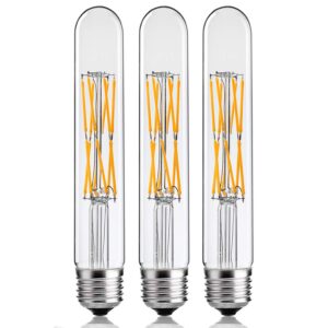 Leools T10 Led Bulbs,12W Dimmable Tubular Led Bulb,100 Watt Equivalent Edison Style Vintage LED Filament Light Bulb, E26 Long Tube Bulb,2700K Soft Warm White,7.3in(185mm),3-Pack.