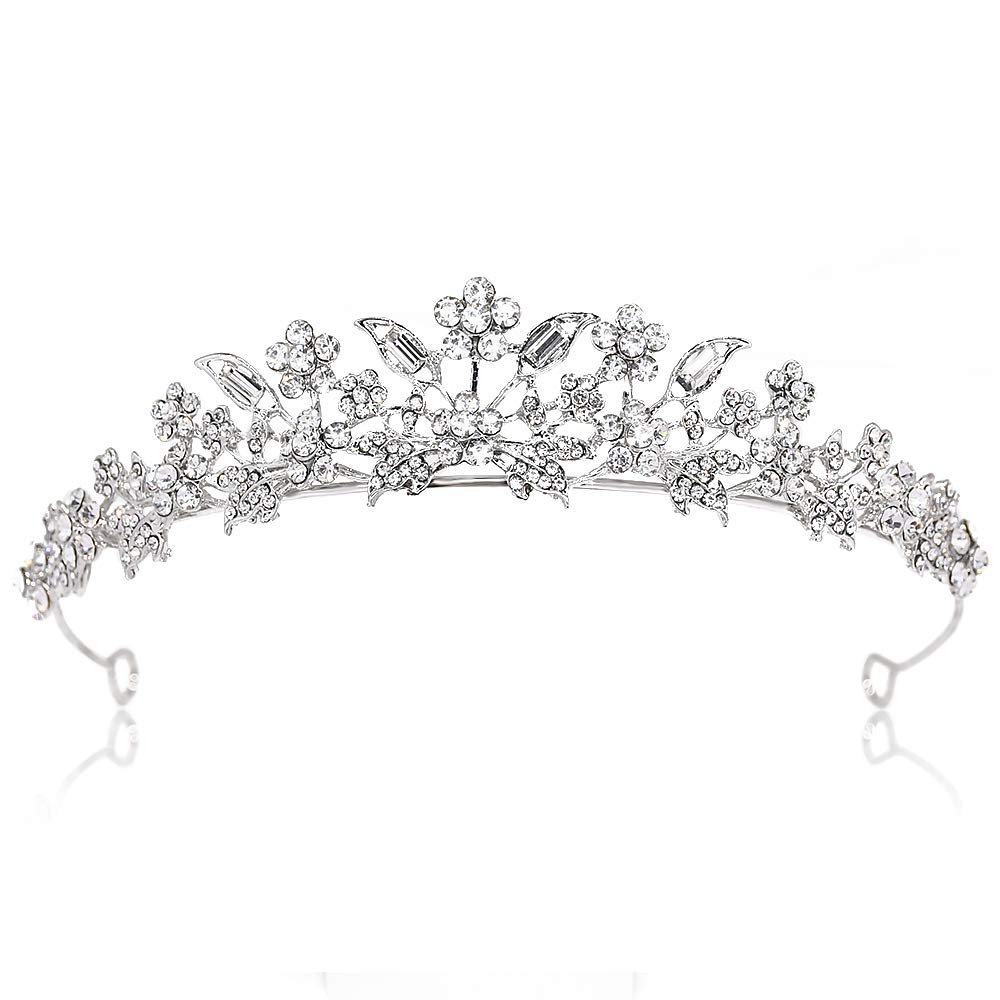 Rhinestone Crystal Tiaras and Crowns Headband For Women Birthday Pageant Wedding Prom Princess Crown (A-003 Silver)