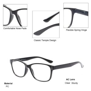 JOSCHOO Reading Glasses 5-Pack Quality Readers Spring Hinge Prime Black Designer Trendy for Men and Women