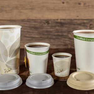 CiboWares Disposable Hot Cup Lids for 12 Ounce to 20 Ounce Cups, Made from Molded Fiber, Case of 500