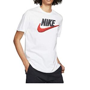 Nike Men's NSW Tee Brand Mark, White/Black/University Red, Large