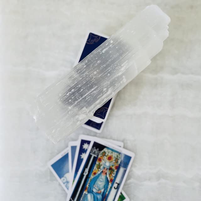 Selenite Crystal Stick by CuartoAstral 7-8.5" long 1-2" wide white healing stone strong protection power │ Selenite Crystal packaged ready for gift │ Selenite Stick charging plate for other crystals