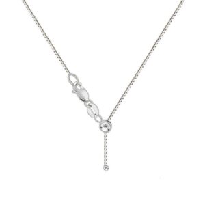 Verona Jewelers Sterling Silver Adjustable Box Chain Bolo Necklace| Sterling Silver Box Chain| 925 Sterling Silver Pendant Necklace | Adjust UP to 24 INCHES