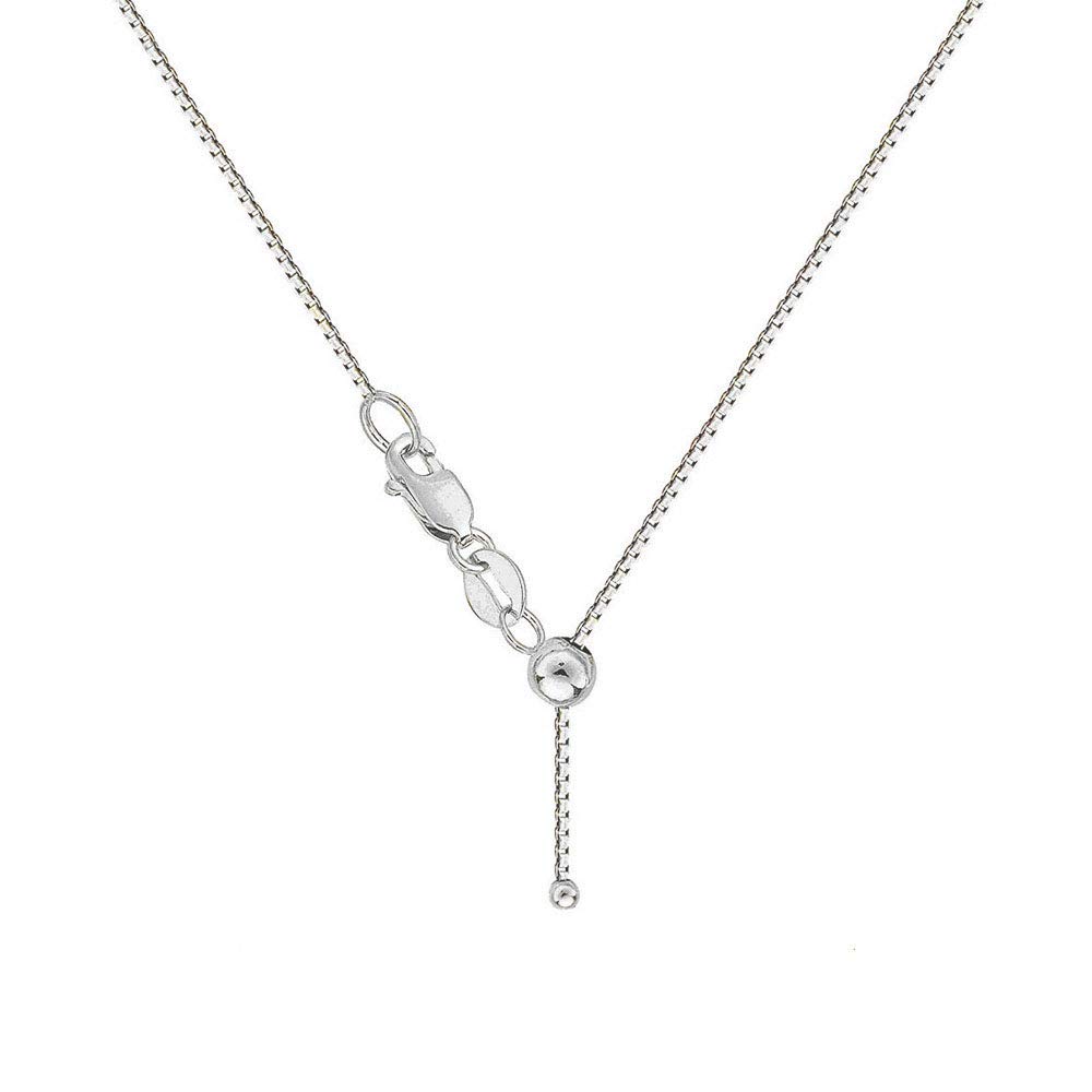 Verona Jewelers Sterling Silver Adjustable Box Chain Bolo Necklace| Sterling Silver Box Chain| 925 Sterling Silver Pendant Necklace | Adjust UP to 24 INCHES