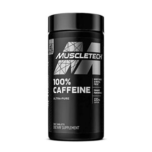 caffeine pills, muscletech 100% caffeine energy supplements, preworkout mental focus + energy supplement, 220mg of pure caffeine, sports nutrition endurance & energy, 125 count (package may vary)