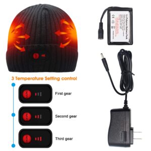 SVPRO Rechargeable Battery Heated Beanie Hat,7.4V Li-Polymer Battery Warm Winter Heated Cap, Heated Hat Work up to 7H with 3 Heat Settings