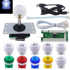 sj@jx arcade stick diy kit 10x buttons with logo led mx 8 way joystick usb encoder for pc mame raspberry pi color mix