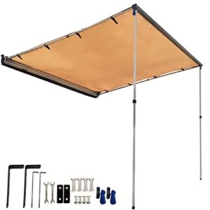 DANCHEL OUTDOOR Car Awning Pull-Out Roof Rack Vehicle Awning UPF50+ Sun Shelter Canopy for SUV Truck Camper Overland Camping, 4.9x6.5ft Khaki