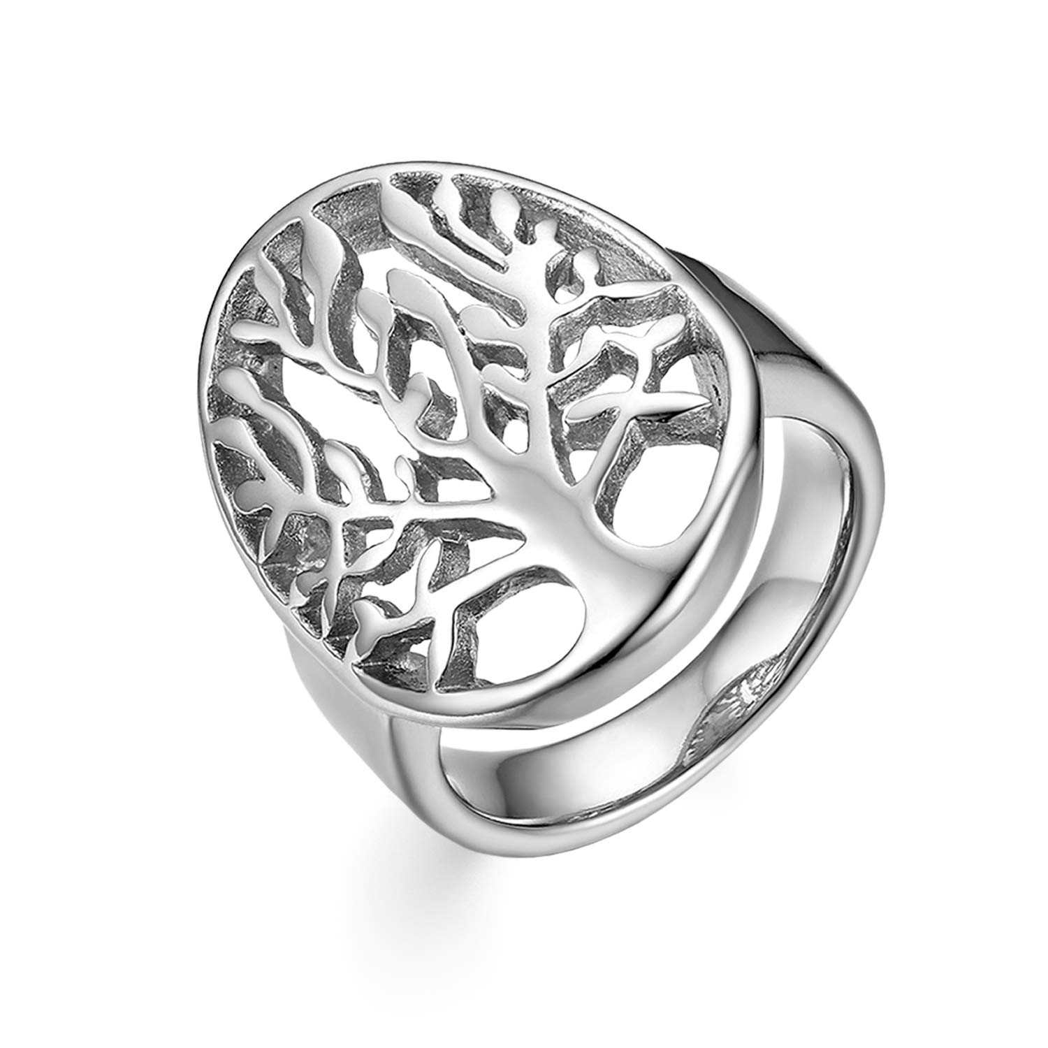 OIDEA Stainless Steel Hollow Tree of Life Wedding Rings for Women,Size 11