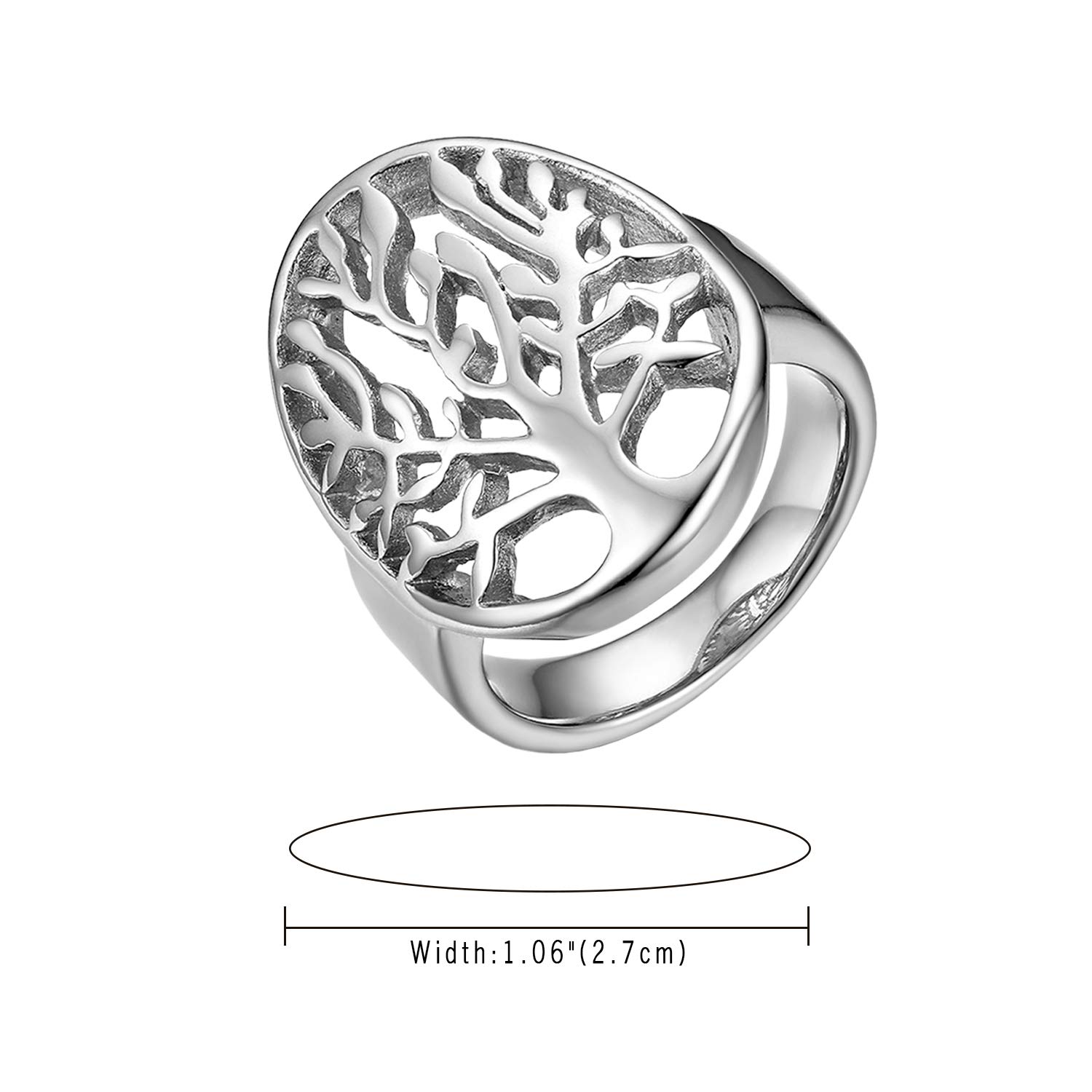 OIDEA Stainless Steel Hollow Tree of Life Wedding Rings for Women,Size 11