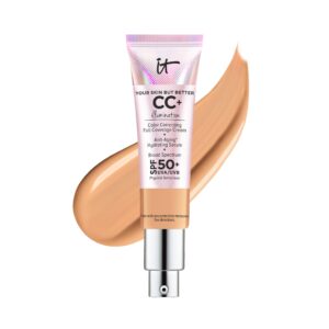 IT Cosmetics Your Skin But Better CC+ Cream Illumination, Neutral Tan (N) - Color Correcting Cream, Full-Coverage Foundation, Hydrating Serum & SPF 50+ Sunscreen - Radiant Finish - 1.08 fl oz