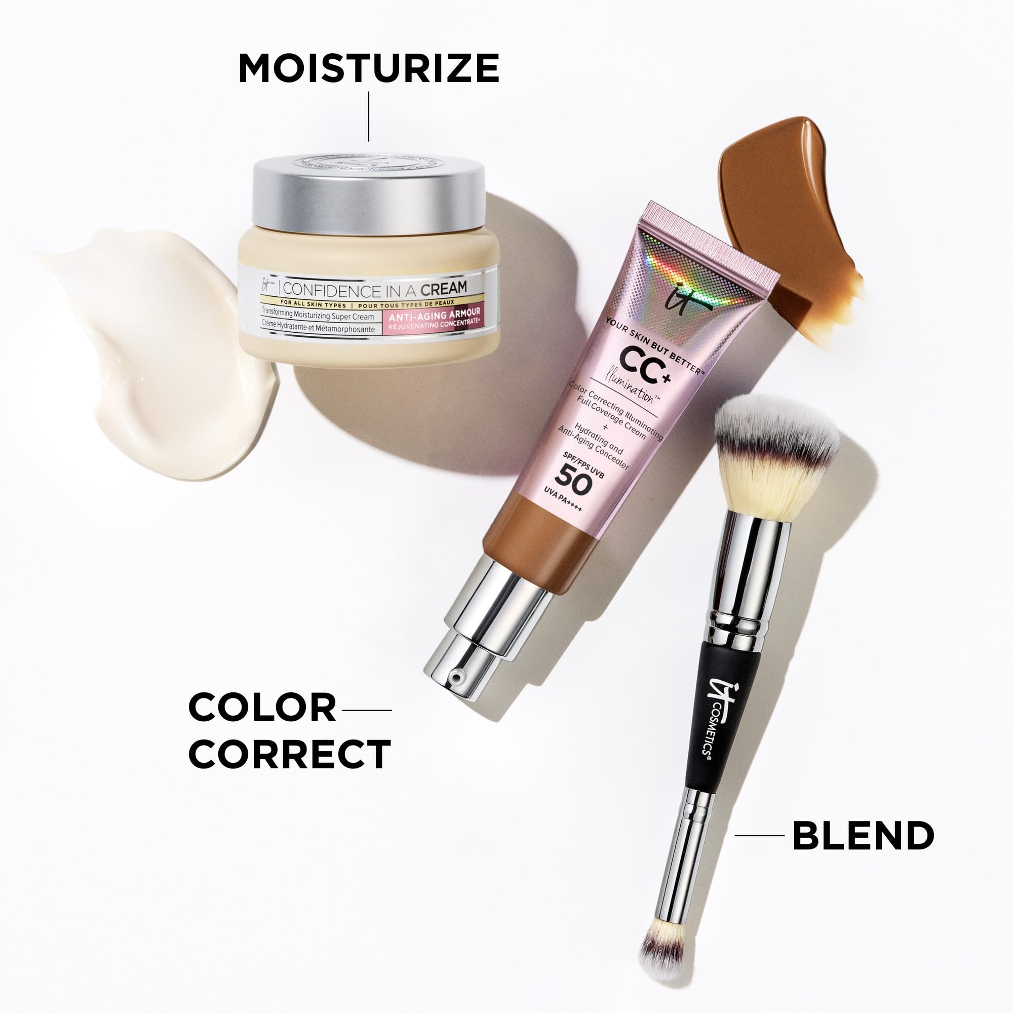 IT Cosmetics Your Skin But Better CC+ Cream Illumination, Neutral Tan (N) - Color Correcting Cream, Full-Coverage Foundation, Hydrating Serum & SPF 50+ Sunscreen - Radiant Finish - 1.08 fl oz