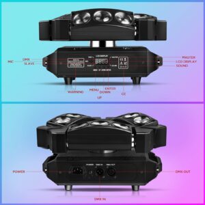 Spider Moving Head Lights, U`King DJ Lights 9 LEDs Heads X 10W RGB Stage Lighs 12/19 Channels DMX-512 and Sound Activated Great for Wedding Disco Party Light