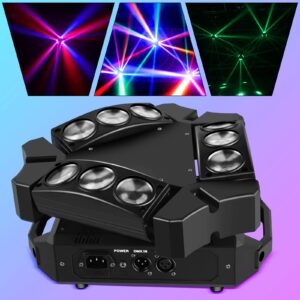 Spider Moving Head Lights, U`King DJ Lights 9 LEDs Heads X 10W RGB Stage Lighs 12/19 Channels DMX-512 and Sound Activated Great for Wedding Disco Party Light