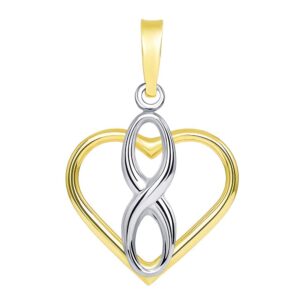 Jewelry America 14k Two Tone Gold Vertical Infinity Sign in Open Heart Pendant Necklace, 22"