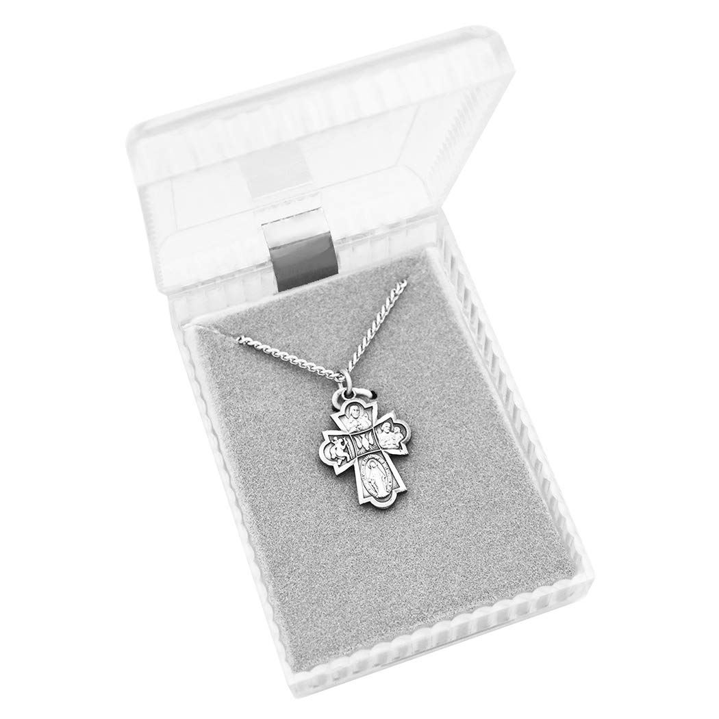 Rosemarie Collections Small Religious Four Way Cross Pendant Necklace 18"