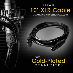 Deco Gear XLR 10 feet Male to XLR Female 16AWG Gold Plated Cable