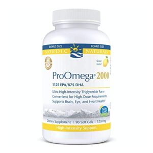 Nordic Naturals ProOmega 2000, Lemon Flavor - 90 Soft Gels - 2150 mg Omega-3 - Ultra High-Potency Fish Oil - EPA & DHA - Promotes Brain, Eye, Heart, & Immune Health - Non-GMO - 45 Servings