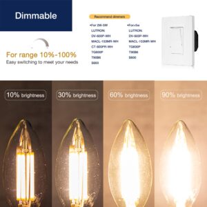 FLSNT Dimmable Candelabra Light Bulbs 60W Equivalent E26 Base, B11 LED Chandelier Candle, 2700K Soft White, 6 Pack