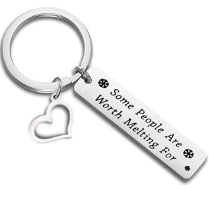 feelmem best friend gift some people are worth melting for keychain friendship jewelry bff birthday gift christmas gift (silver)